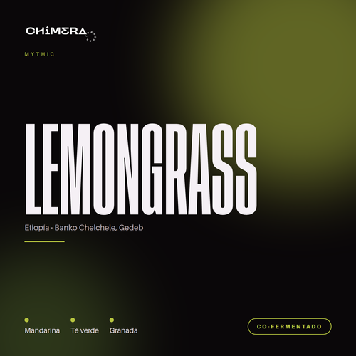 Chimera Mythic Etiopía Lemongrass — café anaeróbico co-fermentado. Notas de mandarina, té verde y granada