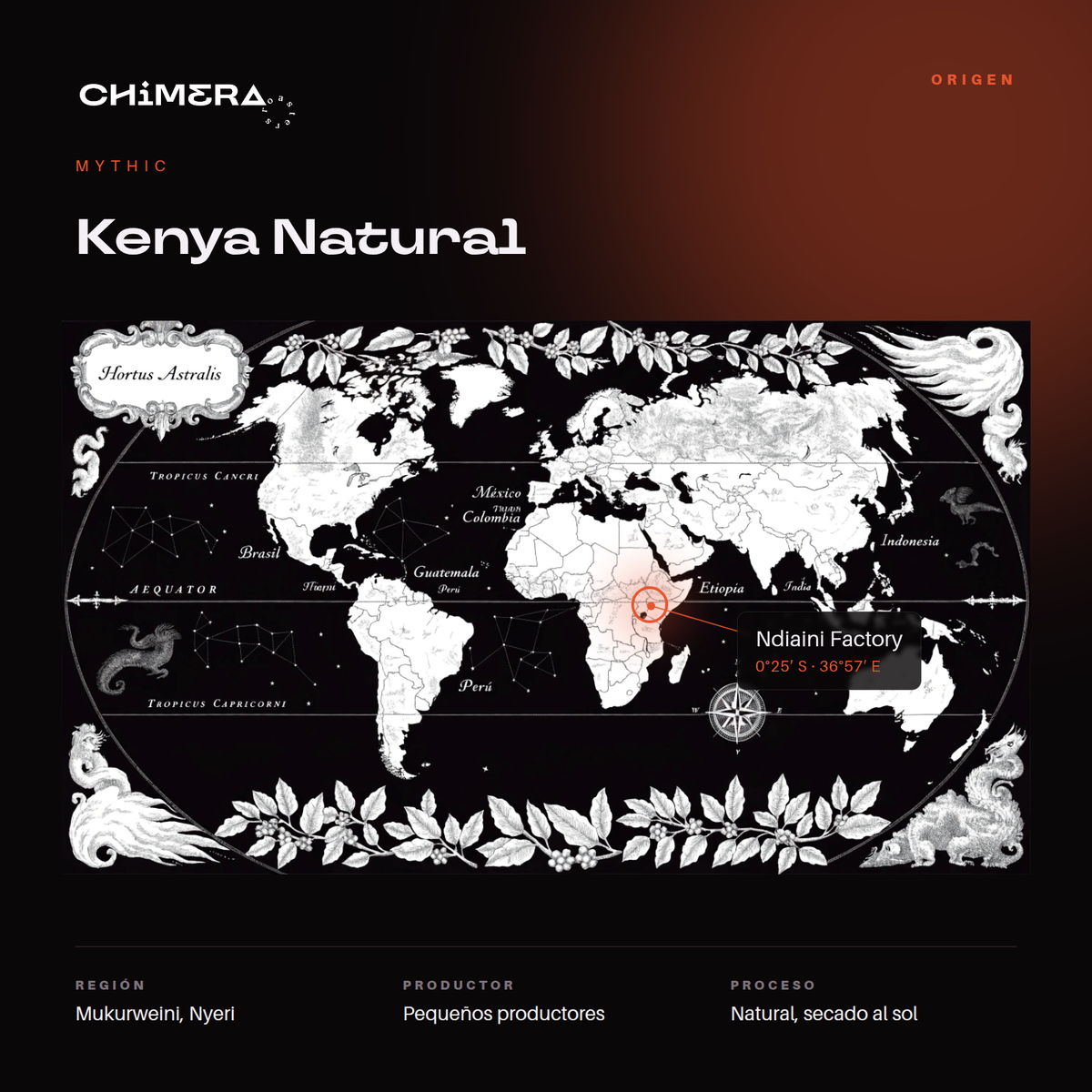 Origen del Kenya Natural: Ndiaini Factory, Mukurweini, Nyeri, Kenia