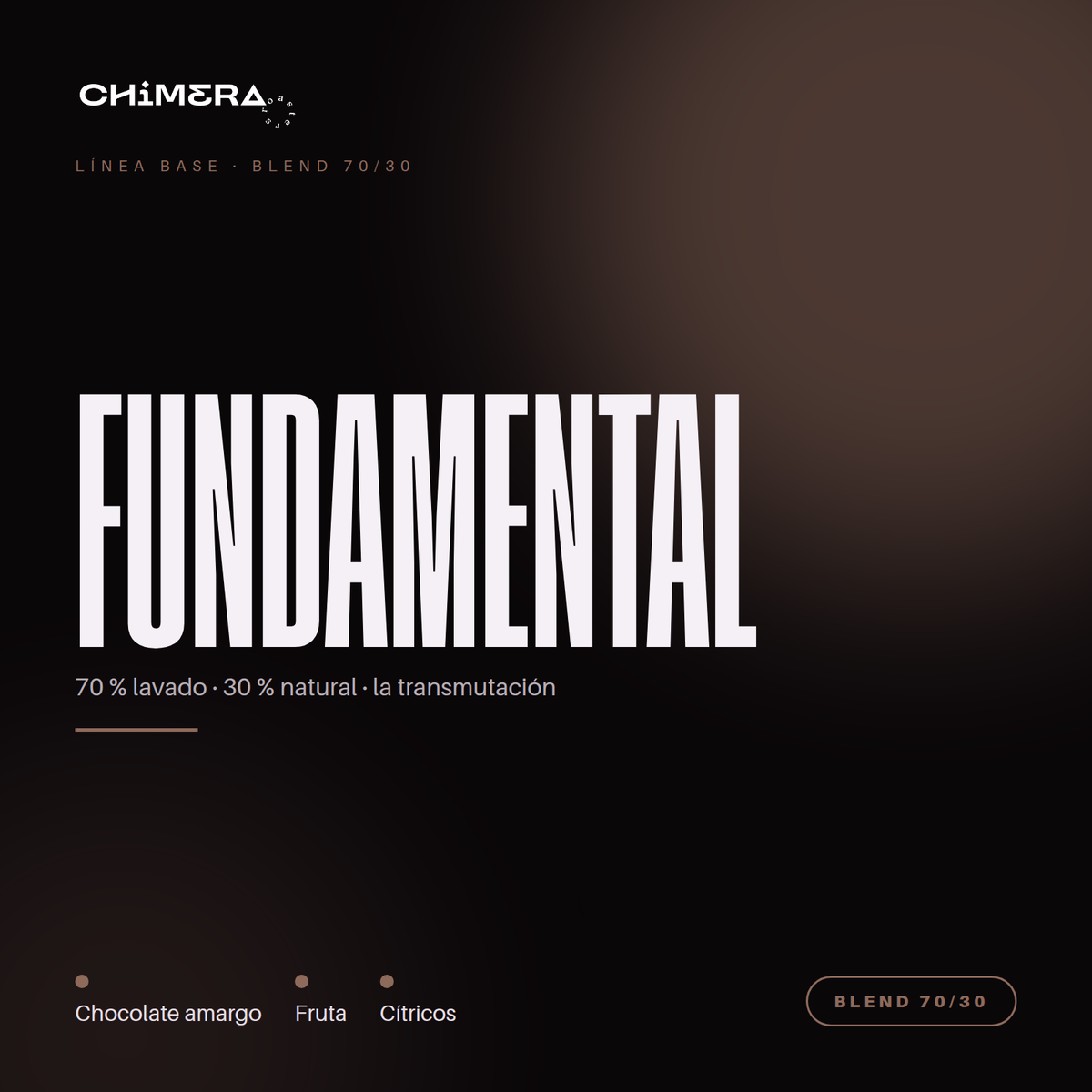 Chimera Fundamental Blend 70/30 — el blend de línea de Chimera Roasters: 70 % lavado, 30 % natural